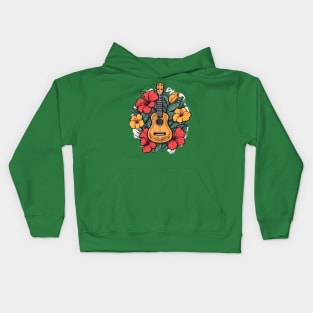 Hawaii Tropical Uke Ukulele Kids Hoodie